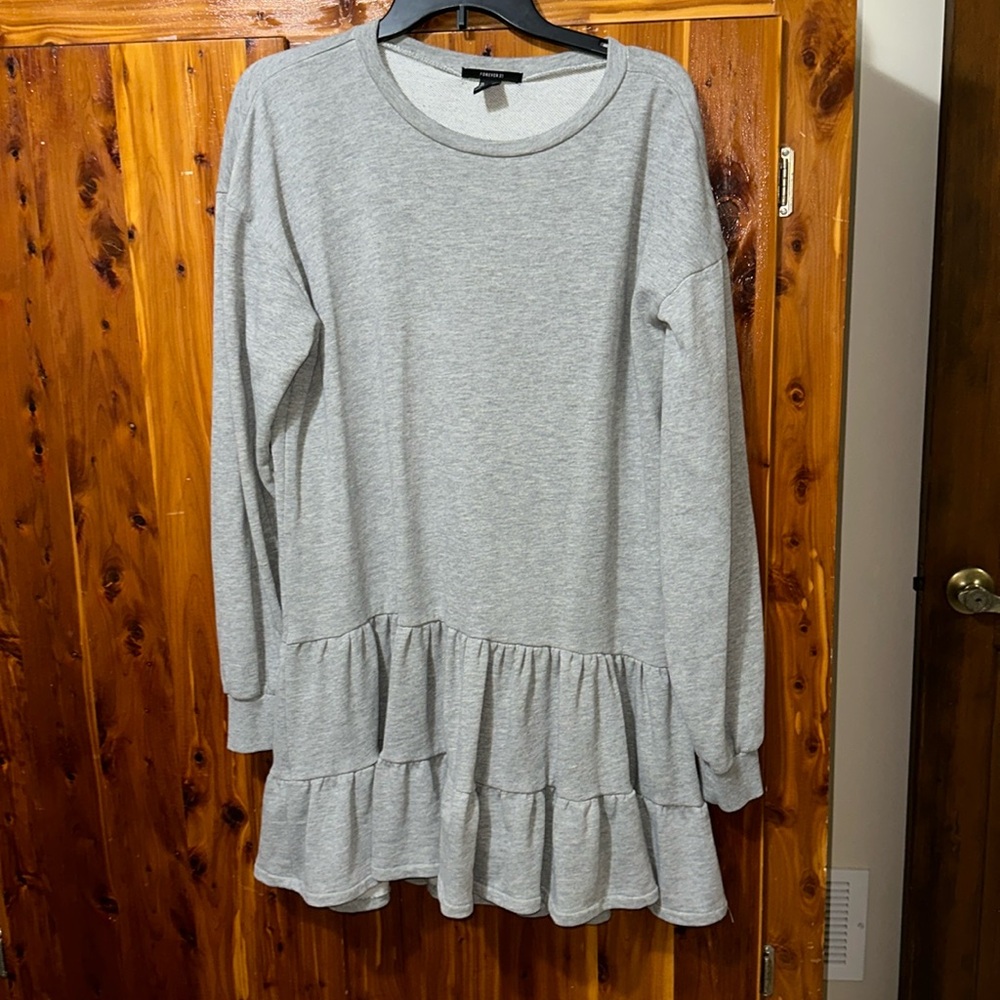Forever 21 Gray Sweatshirt Dress Medium